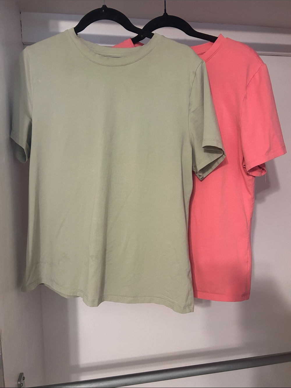 Bundle of 2 Casual Crew Neck Tees - Sage Green & Coral Pink